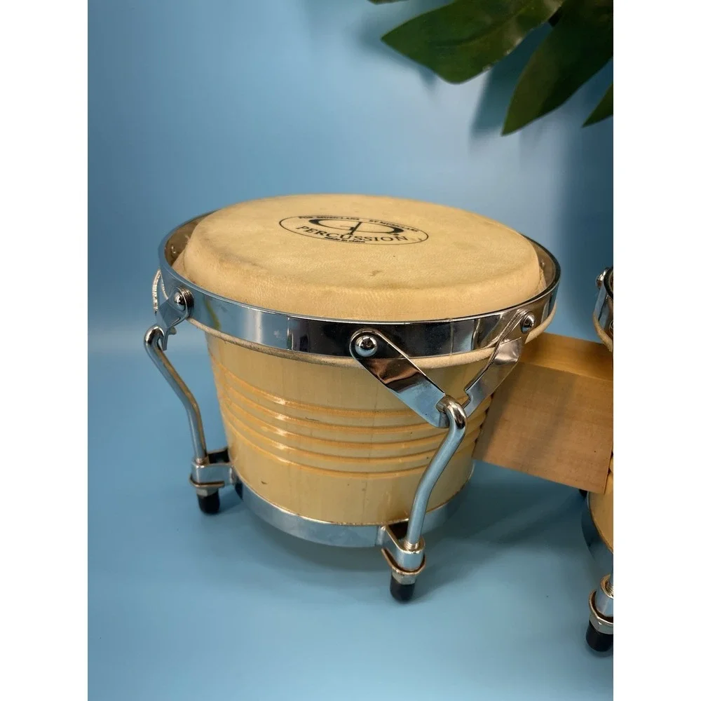 GP‎ Percussion Bongo Drums Set Wood Bongos Natural Heads As-Is